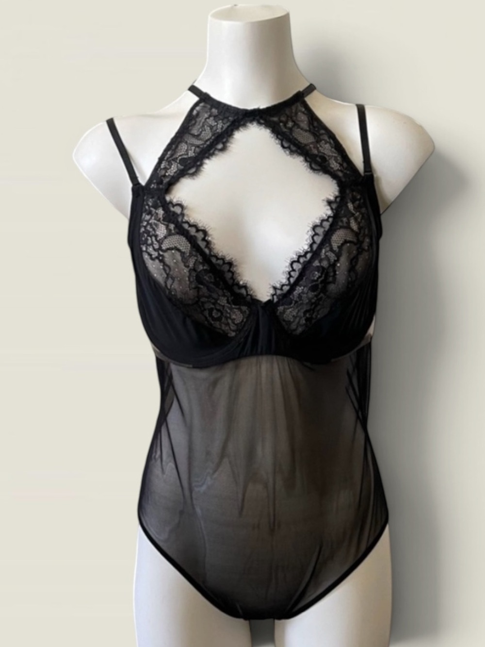 JEZEBEL NEW BLACK LACE TEDDY